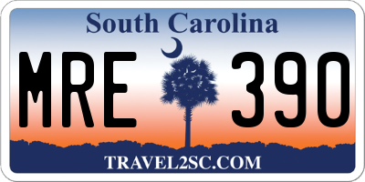 SC license plate MRE390