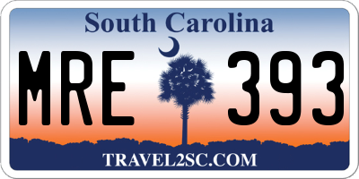 SC license plate MRE393