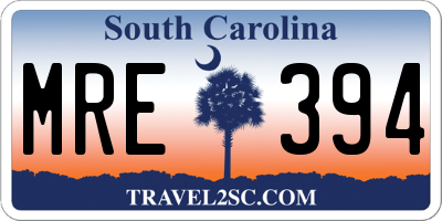 SC license plate MRE394