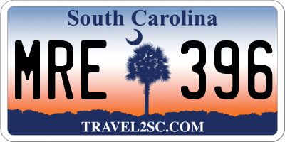 SC license plate MRE396