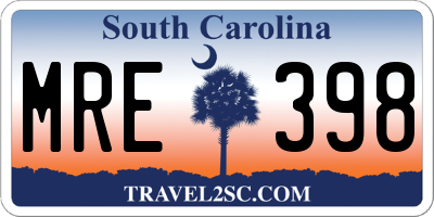SC license plate MRE398