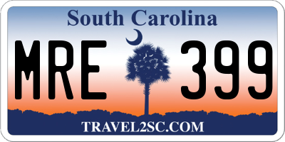 SC license plate MRE399