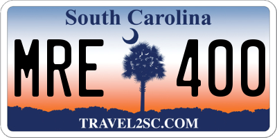SC license plate MRE400