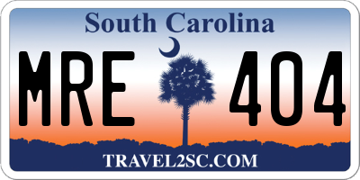 SC license plate MRE404