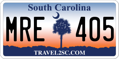 SC license plate MRE405