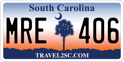 SC license plate MRE406