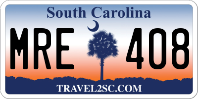 SC license plate MRE408