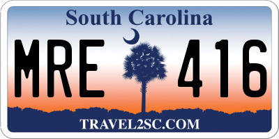 SC license plate MRE416
