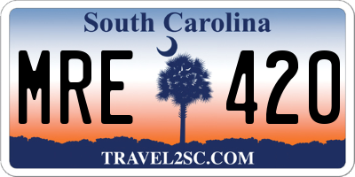 SC license plate MRE420