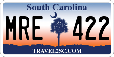 SC license plate MRE422