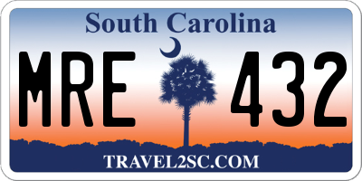 SC license plate MRE432