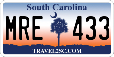 SC license plate MRE433
