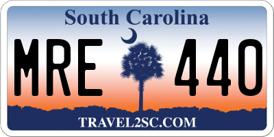 SC license plate MRE440