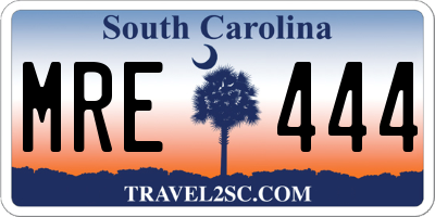 SC license plate MRE444
