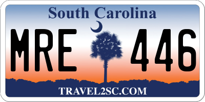 SC license plate MRE446