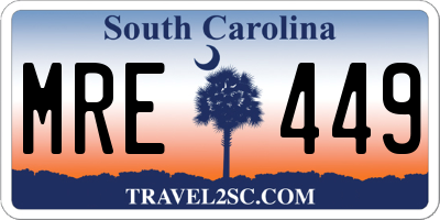 SC license plate MRE449