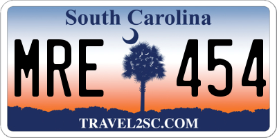 SC license plate MRE454