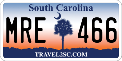 SC license plate MRE466