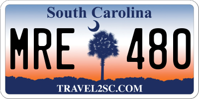 SC license plate MRE480