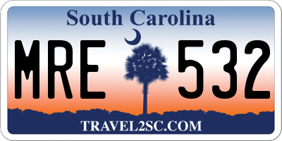 SC license plate MRE532
