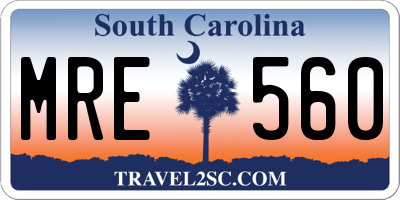 SC license plate MRE560
