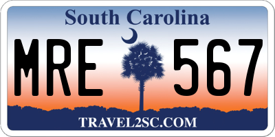 SC license plate MRE567