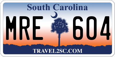 SC license plate MRE604