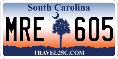 SC license plate MRE605