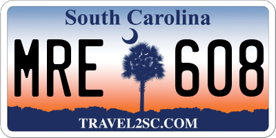 SC license plate MRE608