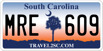 SC license plate MRE609