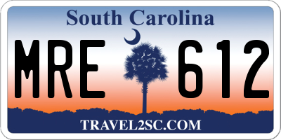 SC license plate MRE612