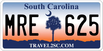 SC license plate MRE625