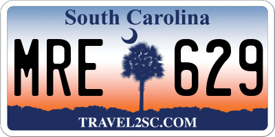 SC license plate MRE629