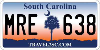 SC license plate MRE638
