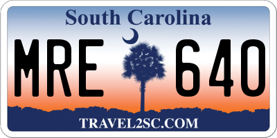 SC license plate MRE640