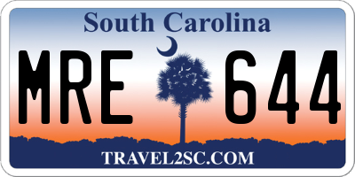 SC license plate MRE644