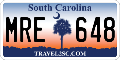 SC license plate MRE648