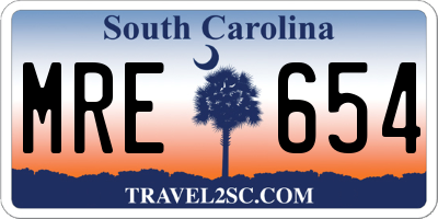 SC license plate MRE654