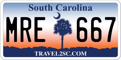SC license plate MRE667