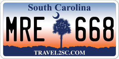SC license plate MRE668