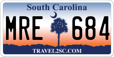 SC license plate MRE684