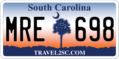 SC license plate MRE698