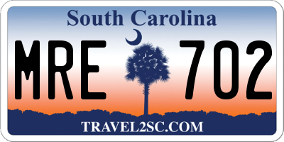 SC license plate MRE702