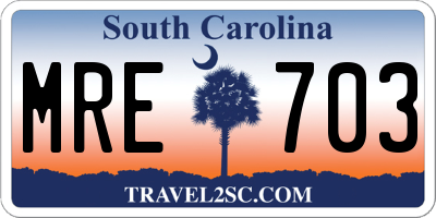 SC license plate MRE703