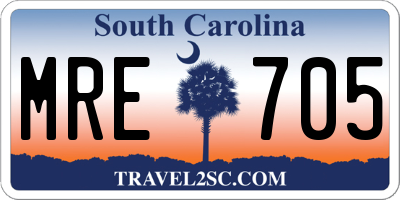 SC license plate MRE705