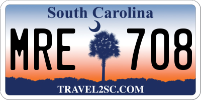 SC license plate MRE708