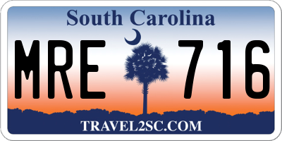 SC license plate MRE716