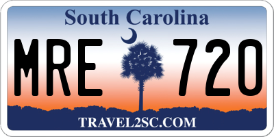 SC license plate MRE720