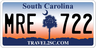 SC license plate MRE722