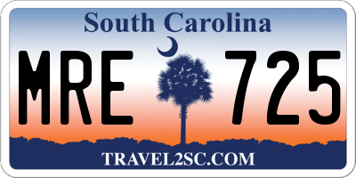 SC license plate MRE725